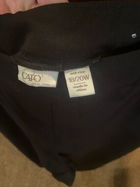 Cato Black Mid-Rise Women's Pants 18/20W